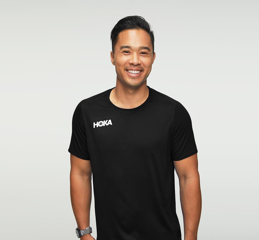 Hoka One One Top Herre - Performance Kort Sleeve - Sort - 249735UJT